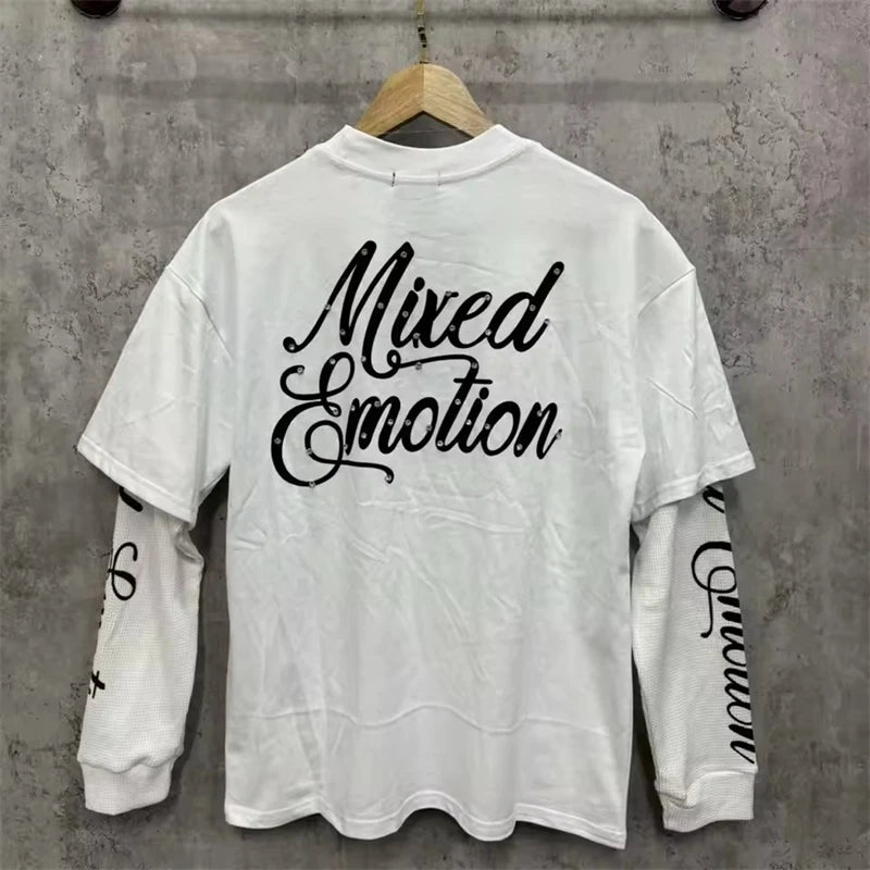 Mixed Emotion Oversized Cotton Long Sleeve T-Shirt