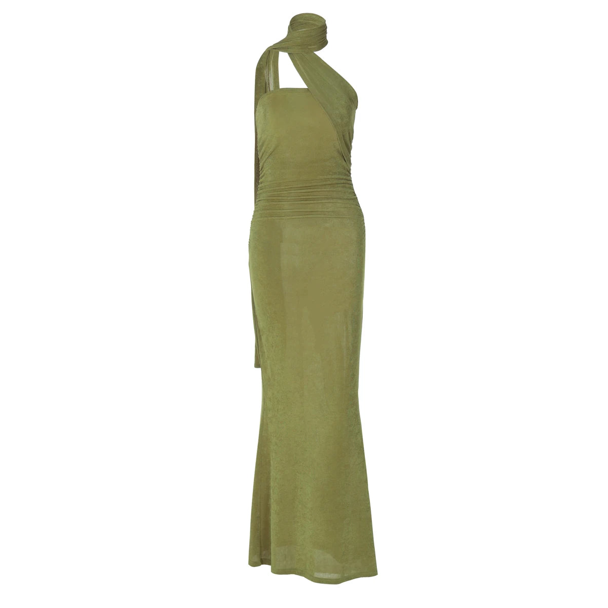 Elegant Halter Ruched Backless Maxi Dress