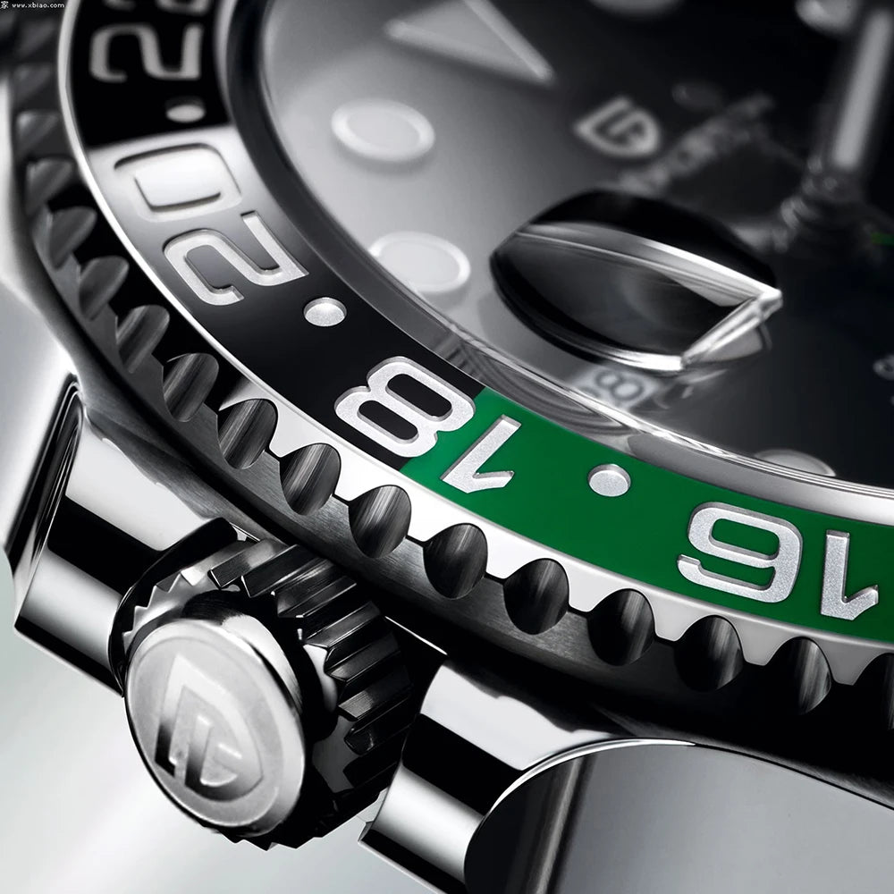 PAGANI DESIGN GMT Automatic Watch — Sapphire Crystal, 10-Bar Waterproof, 40mm