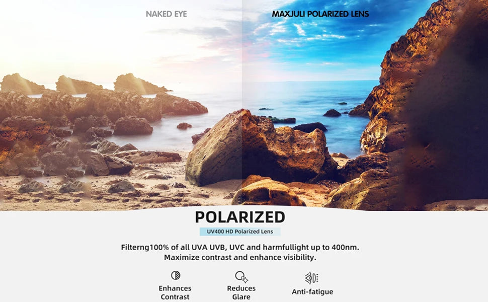MAXJULI Polarized Sunglasses Wrap Around Sports Sunglasses for Big Wide Heads Men Women UV400 Sun Glasses 8232