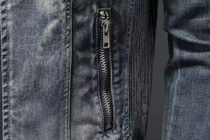 Men's USA-Made Slim Fit Denim Zipper Jacket | Autumn & Winter Casual Coat