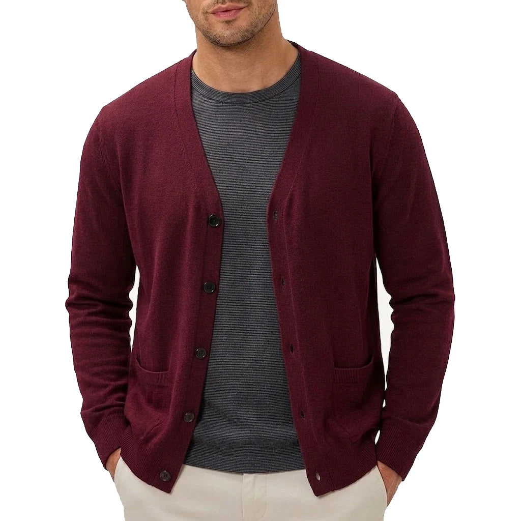 Men’s V-Neck Button Cardigan with Pockets