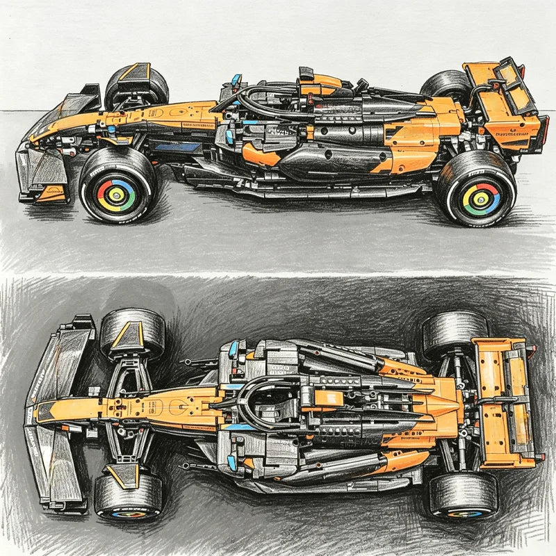 2026 NEW Technical Classic Performance 1675Pcs Orange Super Sports Car Building Blocks MOC DIY Assembly Model Set Boys Toy Gifts