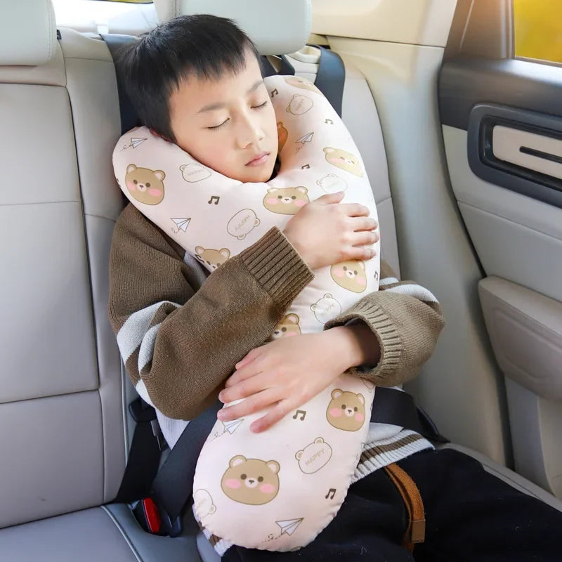 Cartoon Car Headrest & Y-Shaped Seat Belt Pillow