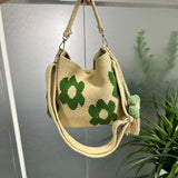 Handmade Crochet Bag Flower Tote Knit Floral Purse Bag, Boho Woven Beach Handbags Crossbody Shoulder Bag for Women Vacation
