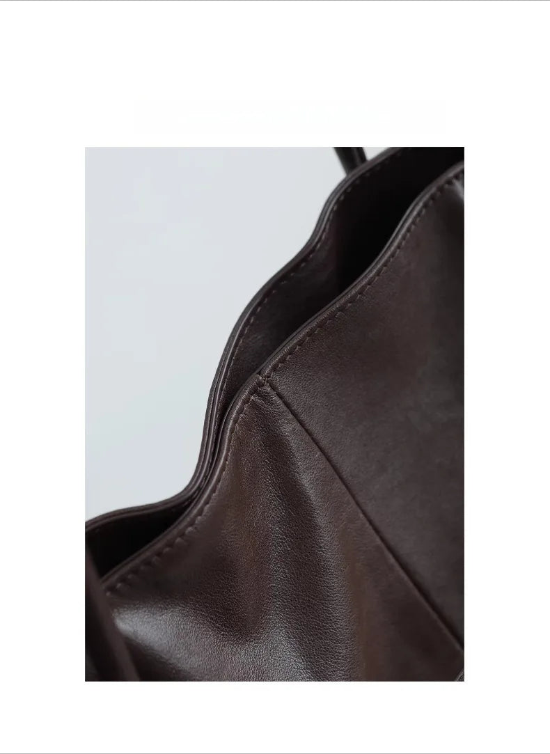 Motingsome Oversized Natural Leather Woman Bags 2025 New Fashion Handbag and Purses Large Capacity Commuter Bag Casual Tote