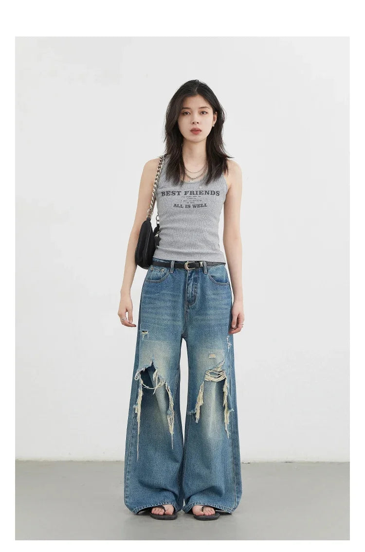CHIC VEN Women Jeans Fashion Casual Loose High Waisted Wide Leg Denim Pants Streetwear Female Trousers Spring Autumn New 2026