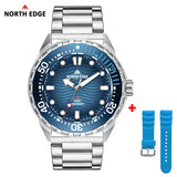 NORTH EDGE TRITON-TI Titanium Stainless Solar-Powered Diving Watch Luxury Quartz Watches For Men 300M Waterproof 180+ Day Power