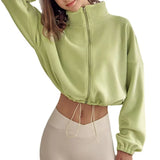 New Autumn Winter Clothes Warm High Waist Casual Sports Yoga Coat Fleece Fitness Short Jacket Slim Lady Zip Up Sweatshirt Women