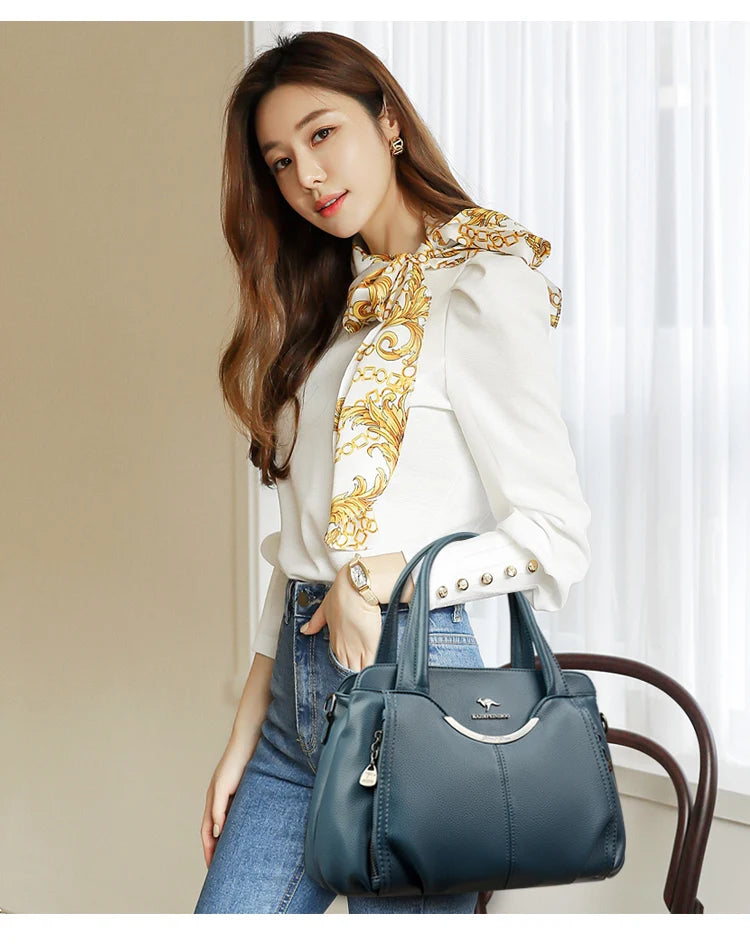 Genuine Soft Leather Handbags for Women Vintage Shoulder Tote Bag Luxury Designer Ladies Large Capacity Purse Bags Sac A Main