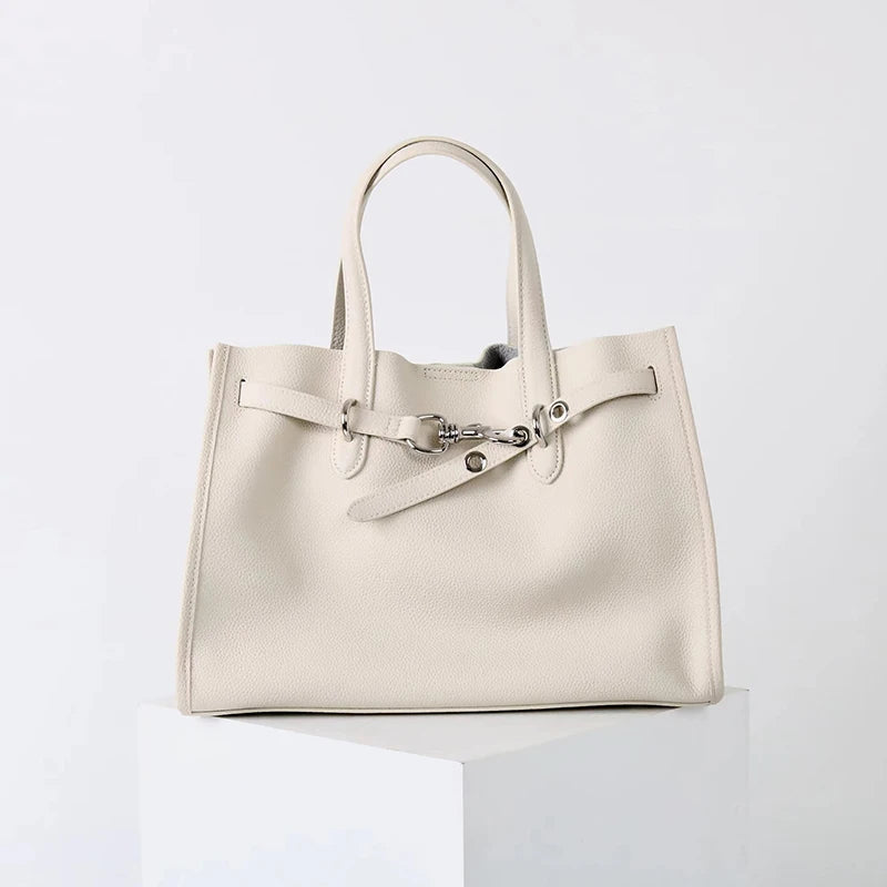 Luxury Brand Silver Buckle Women Bags Genuine Leather Handbags Women Shoulder Bags Cowhide Autumn Winter New Square Women Totes