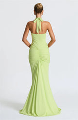 Elegant Deep V-Neck Halter Maxi Dress