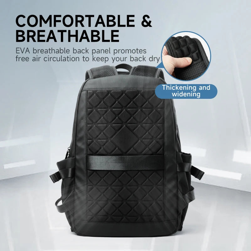 Septwolves Black Large Lapacity 16 Inch Laptop Backpack Man Women Leisure Business Waterproof PVC Leather School Bag Rucksack