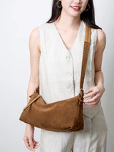 Women's Handbag New Suede Top Grain Leather Crossbody Bag Korean Style Wide Strap Shoulder Handheld Women Light Luxury Versatile