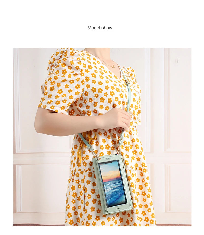 Women Crossbody Bags Touch Screen Cell Phone Purse 2023 Fashion Shoulder Bag Mobile Mini Wallet Card Holder Handbag for Female