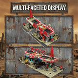 Movie Game Red Abandoned Gas Station Architecture Doomsday House Modular Building Blocks Model Kit Adult DIY Gift 2221PCS