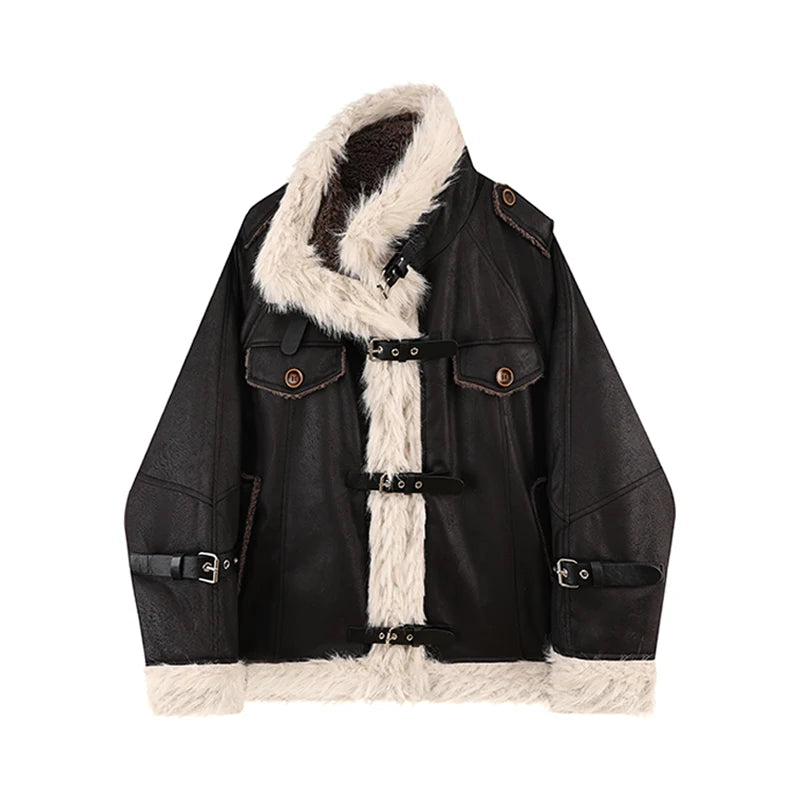 Women's Vintage Leather Moto Jacket | Black & Brown