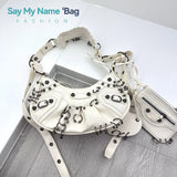  ﻿ 2026 New Women's Fashion Shoulder Bag European Vintage Style Cropped Studded Motorcycle Bag Soft Material Crossbody Design