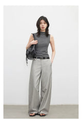 Women's Herringbone Wide-Leg Office Trousers