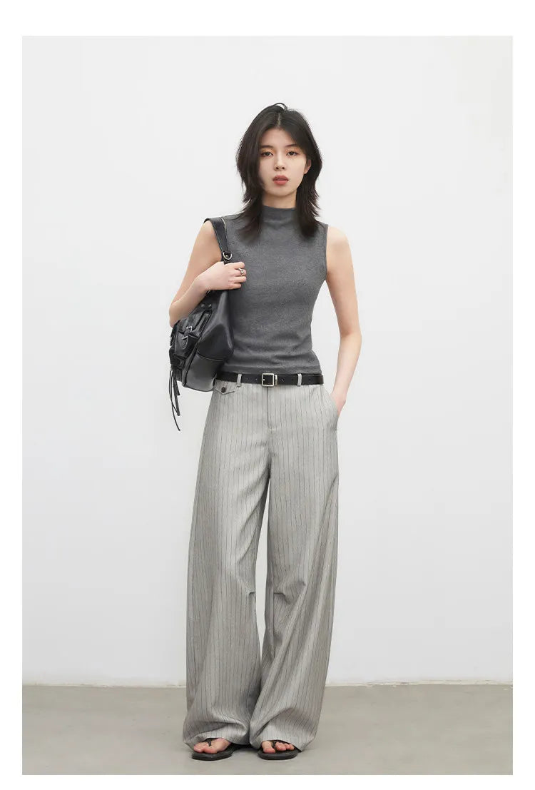 Women's Herringbone Wide-Leg Office Trousers