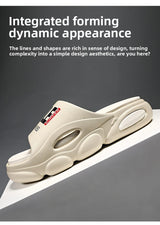 Men Thick Sole Summer Beach Slides Bathroom Anti Slip Slipper Soft Sandals Simplicity Ultra Light Letter Shoes Men Slippers