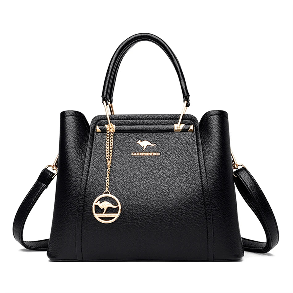 Luxury Triple-Layer Leather Tote & Crossbody