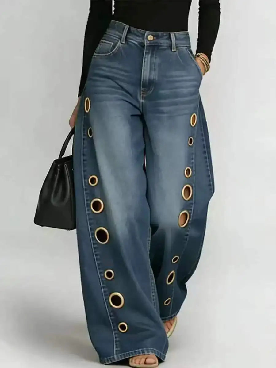 Women's High Waist Straight Leg Baggy Denim Jeans