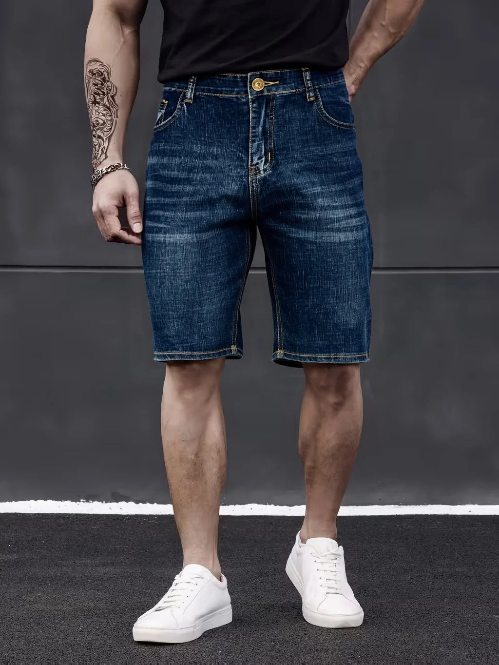 Men's Slim Fit Stretch Denim Shorts — Casual Summer Jean Shorts