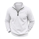 Mens Zip Up Jumper Mock Neck Warm Fleece Daily Knit Top Plain Tone Long Sleeve Pullover Outer Garment Tees for Guys Street