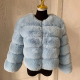 Elegant Winter Faux Fox Fur Crop Jacket