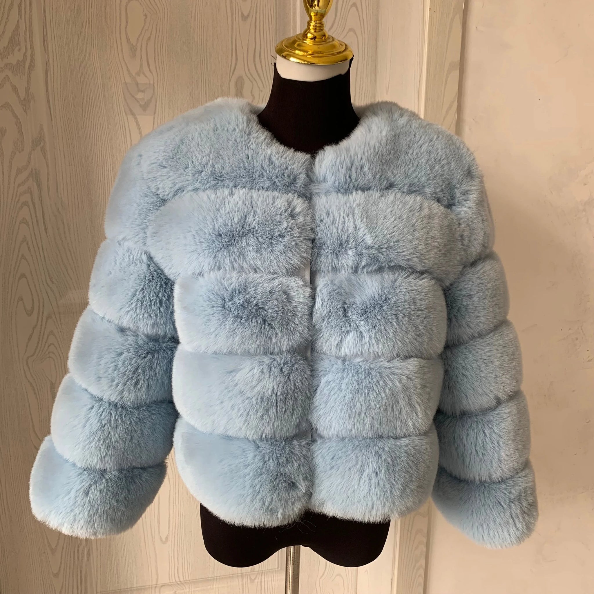 Elegant Winter Faux Fox Fur Crop Jacket