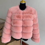 Elegant Winter Faux Fox Fur Crop Jacket
