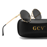 GCV Brand Hot Sale Avant-Garde Personality Women Female Gorgeous Sunglasses Round Frame Glasses Fashion Punk Style New Metal