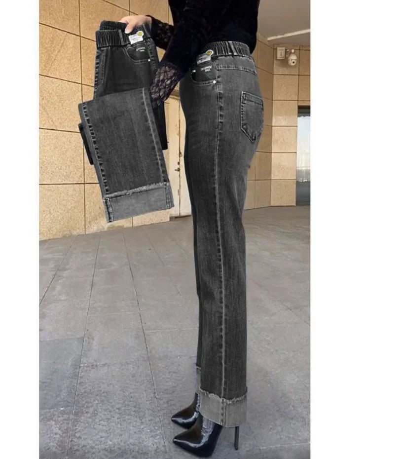 Women's Wide Leg High Waist Stretch Denim Jeans