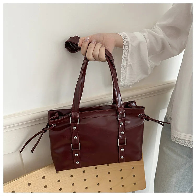 Women's Retro PU Leather Shoulder Tote Bag