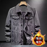 Trendy Workwear Casual Denim Jacket Thickened Fleece Lined Men's Clothing Versatile Jeans Outerwear for Youth
