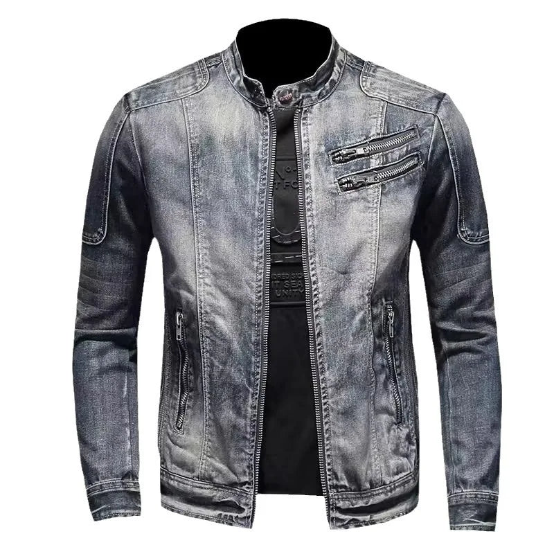 Men's USA-Made Slim Fit Denim Zipper Jacket | Autumn & Winter Casual Coat
