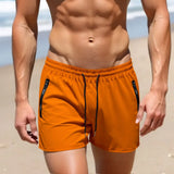 Men's Quick-Dry Athletic Gym Shorts with Zipper Pockets