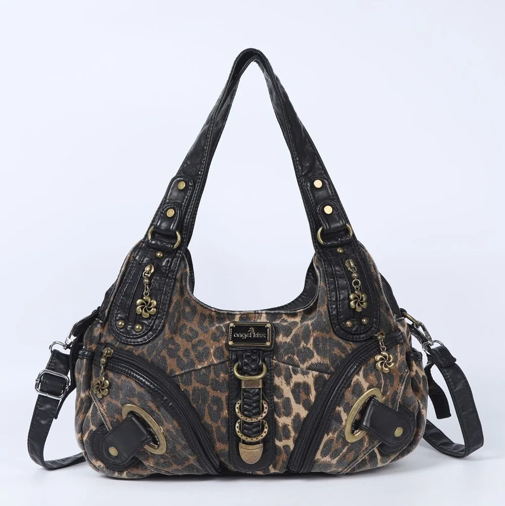 Vintage Bag Women Handbags Brown Leopard Shoulder Bag Top-handle Handbag Fashion Satchel Dumpling Shoulder Bag Tote Hobos