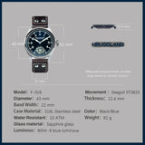 Hruodland 2025 New Men Manual Mechanical Watch Seagull ST3620 Pilot Stainless Steel BGW-9 Luminous Sapphire Crystal Reloj Hombre