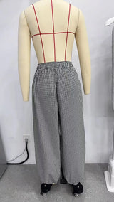 Women's Plaid Drawstring Lantern Pants