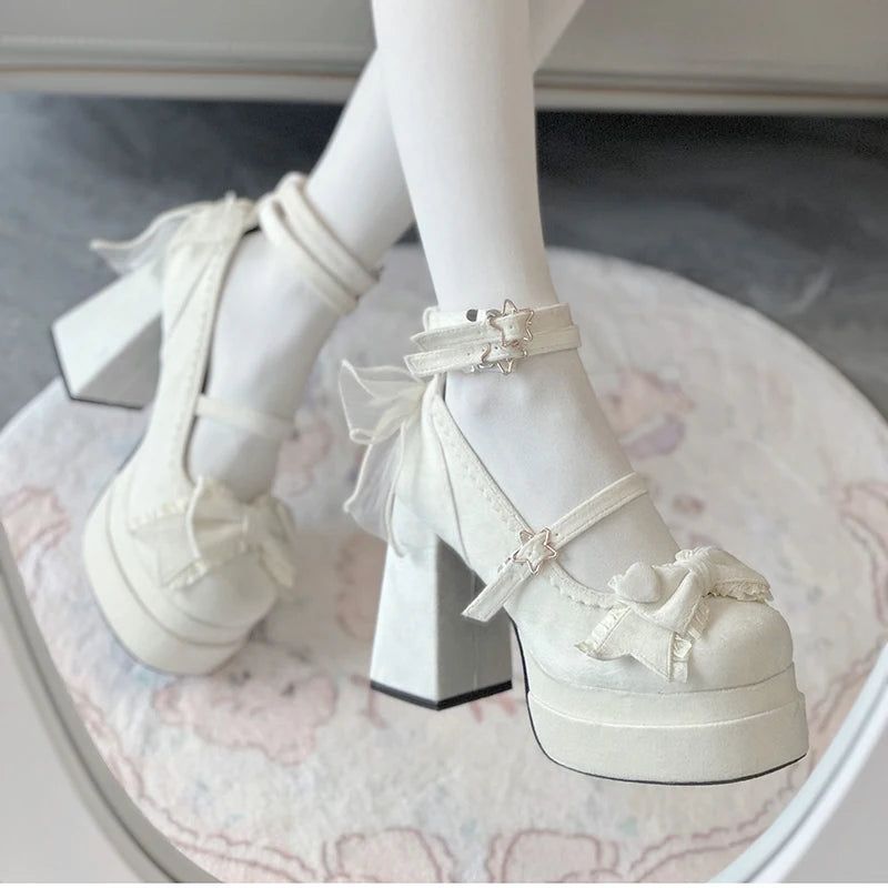 Women's Platform Mary Jane Pumps | Butterfly Strap Heels