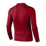 Men's Zipper Polo Shirt – Solid Color Long Sleeve