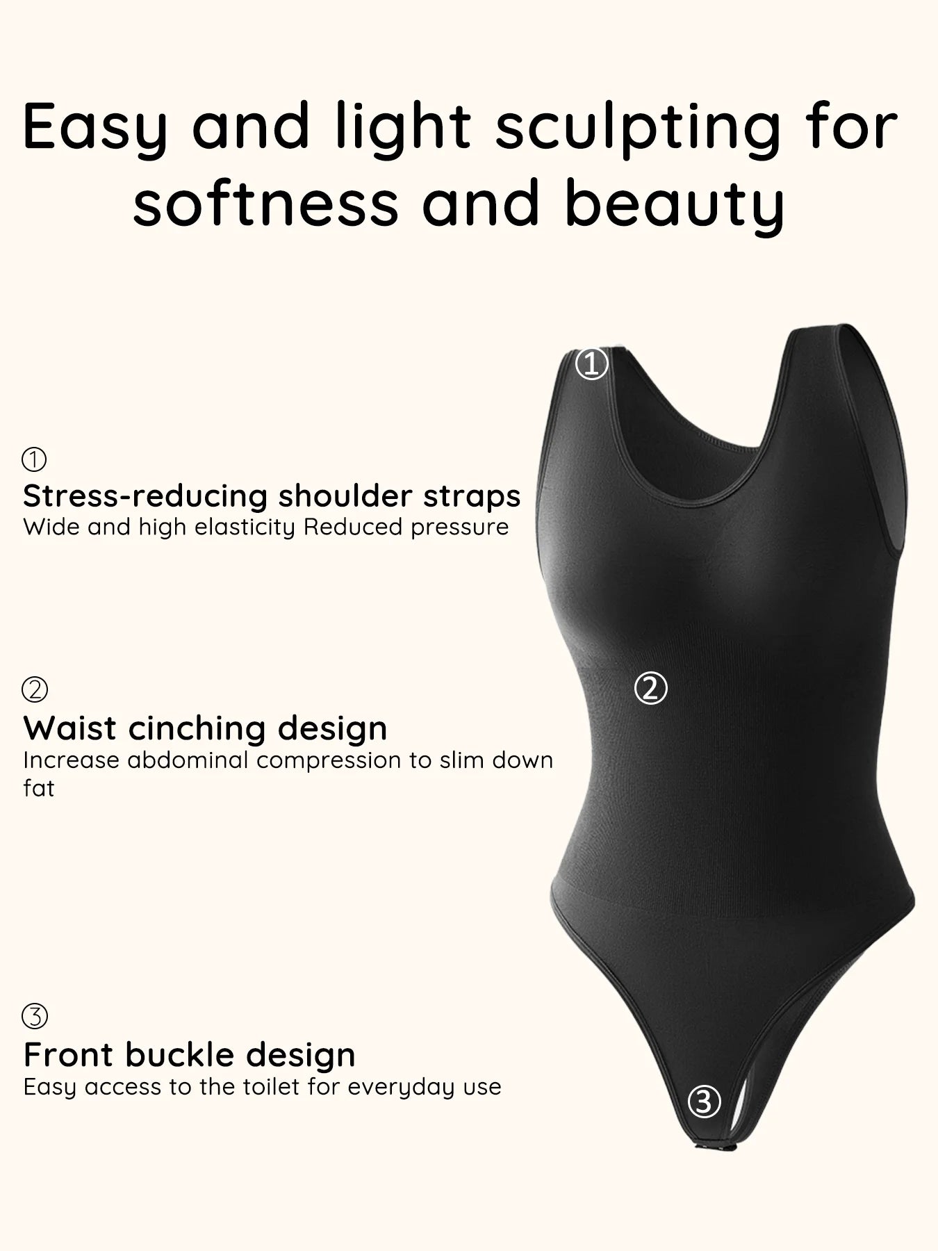 Seamless Thong Shapewear Bodysuit – Firm Tummy Control Fajas Body Shaper for Women