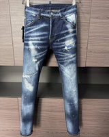 ICON BRAND Men Jeans Dsq2 Denim Pants Hole Slim Pencil Trousers Buttons Party Clothes coolguy D2 JEANS for husband blue