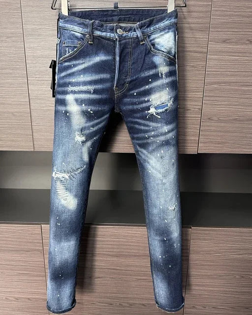 ICON BRAND Men Jeans Dsq2 Denim Pants Hole Slim Pencil Trousers Buttons Party Clothes coolguy D2 JEANS for husband blue