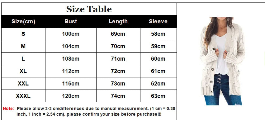 Women's V-Neck Button-Down Cardigan – Soft Loose Fit Knitted Sweater Jacket