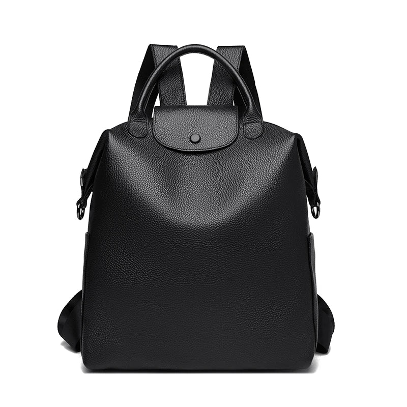 100% Genuine Cowhide Leather Women Backpack Large Capacity School Back Pack Female Casual Travel Bagpack Rucksacks for Girls Sac