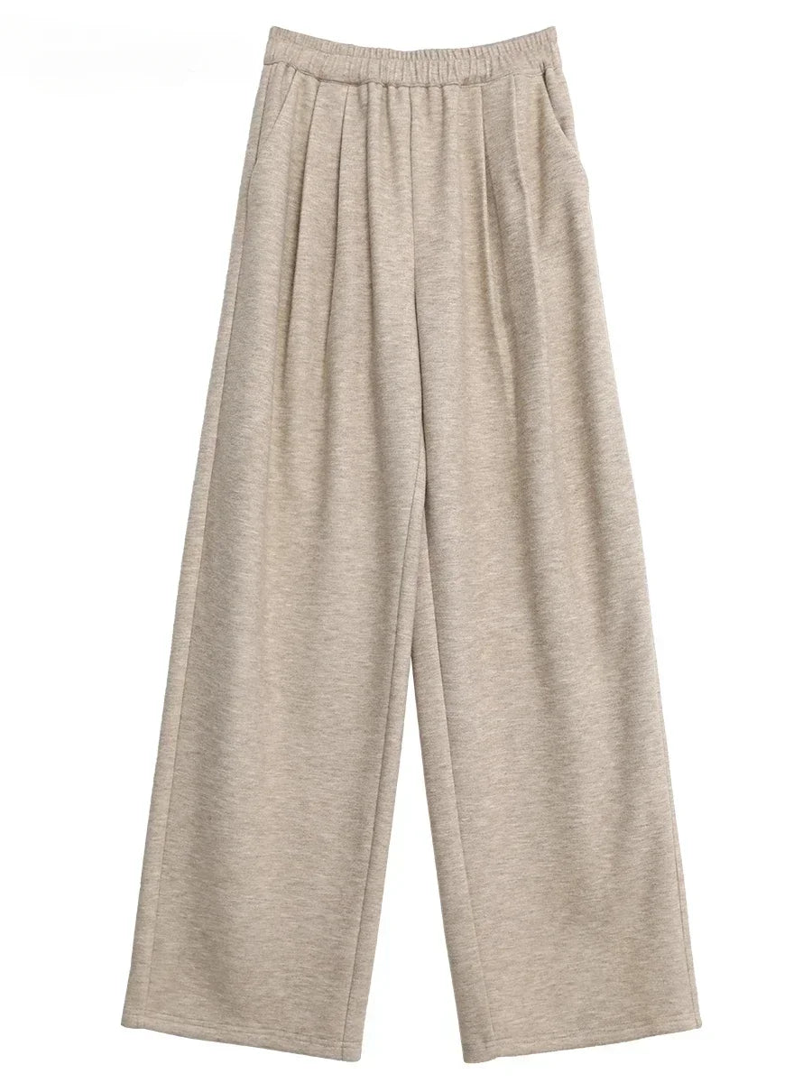 Women's High-Waisted Pleated Wide-Leg Trousers