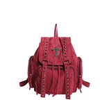Gothic Punk Backpack Rivets Student School Bag Vintage Duffel Bag with Cross Stud Design Women Large Capacity Travel Bag